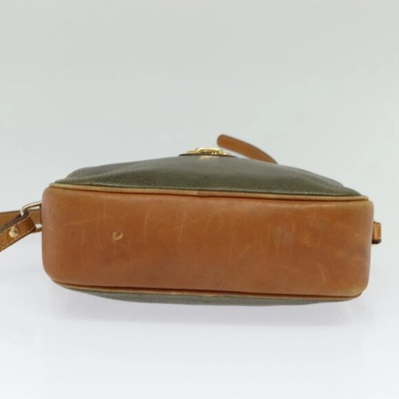 CELINE Shoulder Bag Leather Khaki Gold Auth BA2573 - Picture 7 of 16